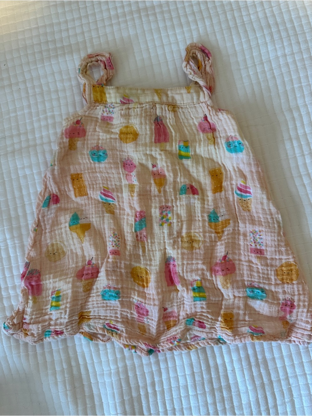 Angel Dear Pink Ice Cream Print Muslin Romper